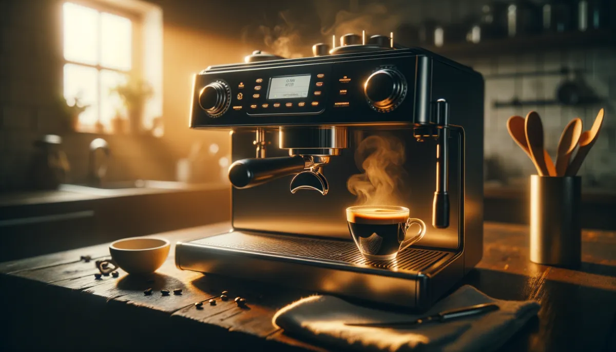 Espressor automat cu cafea proaspata intr-o bucatarie