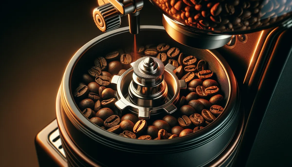 Rasnita ceramica si boabe de cafea proaspete pentru espressor